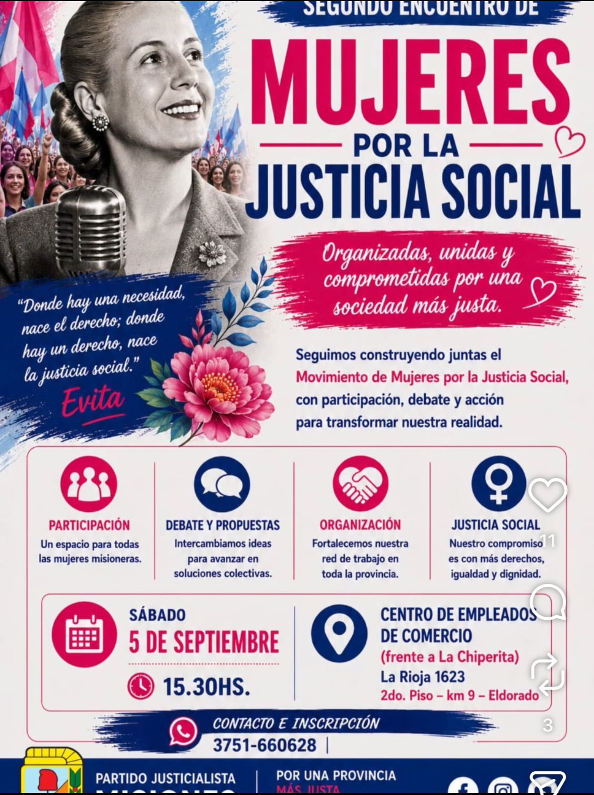 Realizarán en Eldorado el Segundo Encuentro de Mujeres por la Justicia Social 2